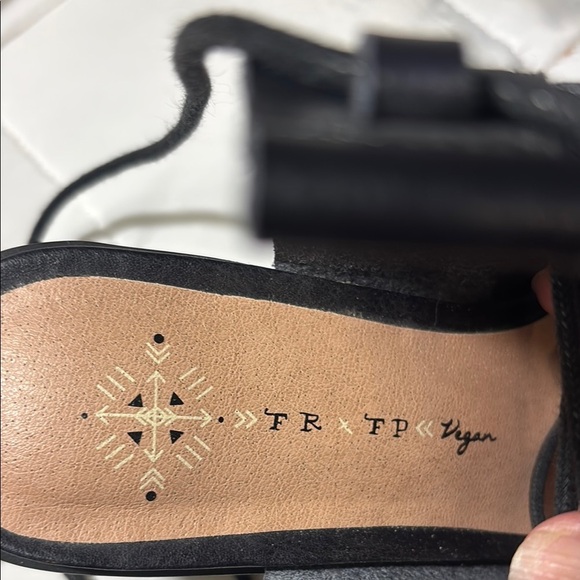 Free People Farylrobin Black Vegan Nights Lace Up Black Strappy Heels - Picture 3 of 10